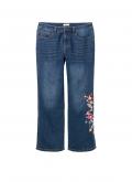 Bootcut-Jeans mit Blumenstickerei blue Denim