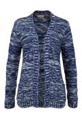 Bouclé-Strickjacke blau-weiß