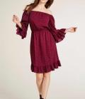 Carmen-Druckkleid bordeaux