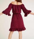 Carmen-Druckkleid bordeaux