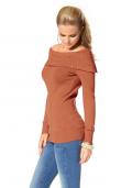 Carmenpullover mit Nieten rost