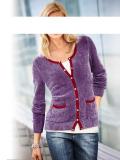 Chenille-Strickjacke lila