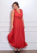 Chiffon-Abendkleid mit Zierelement hummer