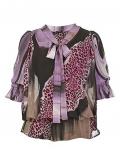 Chiffon-Bluse flieder-bunt