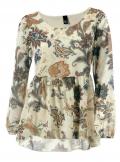 Chiffon-Druckbluse ecru-camel