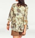 Chiffon-Druckbluse ecru-camel