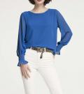 Chiffon-Jerseybluse blau