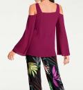 Chiffonbluse mit Cut-Outs fuchsia