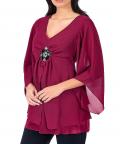 Chiffonbluse mit Schmucksteichen dunkelrot