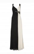 Chiffonkleid mit Strass schwarz-creme