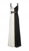 Chiffonkleid mit Strass schwarz-creme