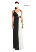 Chiffonkleid mit Strass schwarz-creme