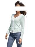 College-Stil-Strickjacke mint-weiß