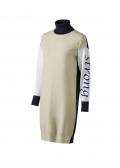 Colour-Blocking-Strickkleid mitSchriftzug beige-marine