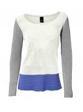 Colourblocking-Pullover creme-blau-grau