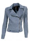 Cord-Bikerjacke jeansblau