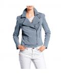 Cord-Bikerjacke jeansblau