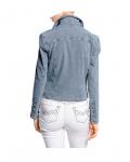 Cord-Bikerjacke jeansblau