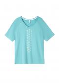 Cut-Outs-Shirt mit Wordingprint aqua