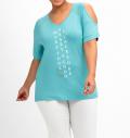 Cut-Outs-Shirt mit Wordingprint aqua