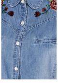 Damen-Jeanshemd mit Stickerei hellblau Gr. M