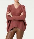 Damen-Oversized-Pullover himbeere