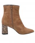 Damen-Veloursleder-Stiefelette camel