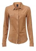 Damen-Velourslederimitat-Hemd cognac