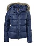 Daunenjacke mit Webpelz blau