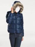 Daunenjacke mit Webpelz blau