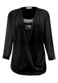 Designer-2-in-1 Bluse mit Pailletten schwarz