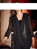 Designer-2-in-1 Bluse mit Pailletten schwarz