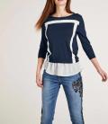 Designer-2-in-1-Pullover marine-weiß