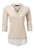 Designer-2-in-1-Pullover mit Seide beige-weiß