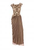 Designer-Abendkleid mit Pailletten taupe