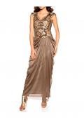 Designer-Abendkleid mit Pailletten taupe