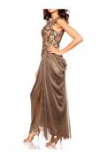 Designer-Abendkleid mit Pailletten taupe