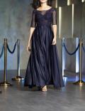 Designer-Abendkleid mit Petticoat marine