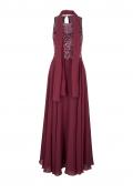 Designer-Abendkleid mit Schal bordeaux