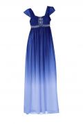 Designer-Abendkleid mit Strass blau