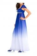 Designer-Abendkleid mit Strass blau