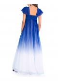 Designer-Abendkleid mit Strass blau