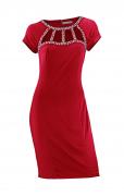 Designer-Abendkleid mit Strass rot Gr.34