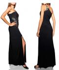 Designer-Abendkleid mit Strass schwarz