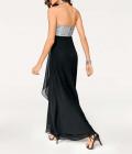 Designer-Abendkleid schwarz-silber