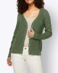 Designer-Ajour-Strickjacke khaki