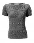 Designer-Ajourpullover grau-silber