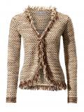 Designer-Bändchen-Strickjacke beige-cognac