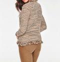 Designer-Bändchen-Strickjacke beige-cognac