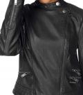 Designer-Biker-Lederimitatjacke schwarz